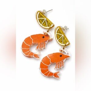 Shrimp and Lemon Dangle Earrings